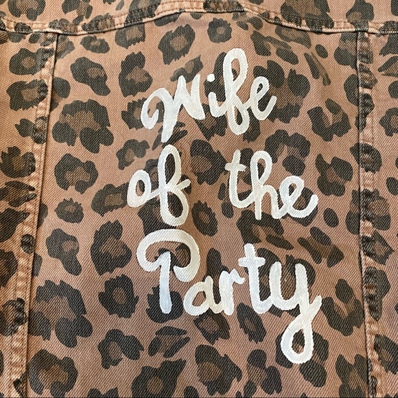 CHEETAH DENIM JACKET BACHELORETTE WIFE OF THE PARTY - Picture 3 of 9